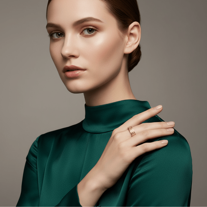 Model wearing jewelry