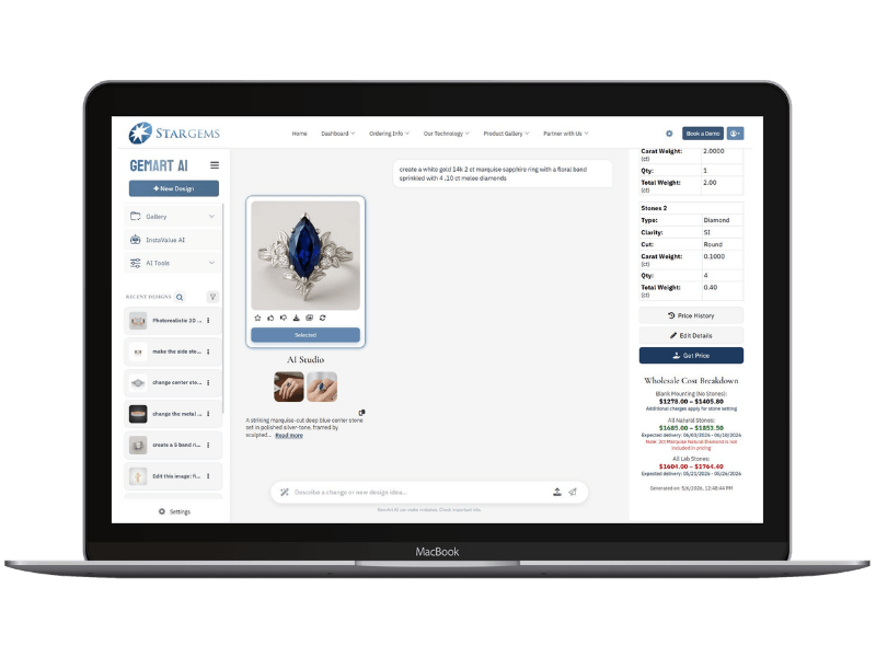 GemArt AI interface on MacBook